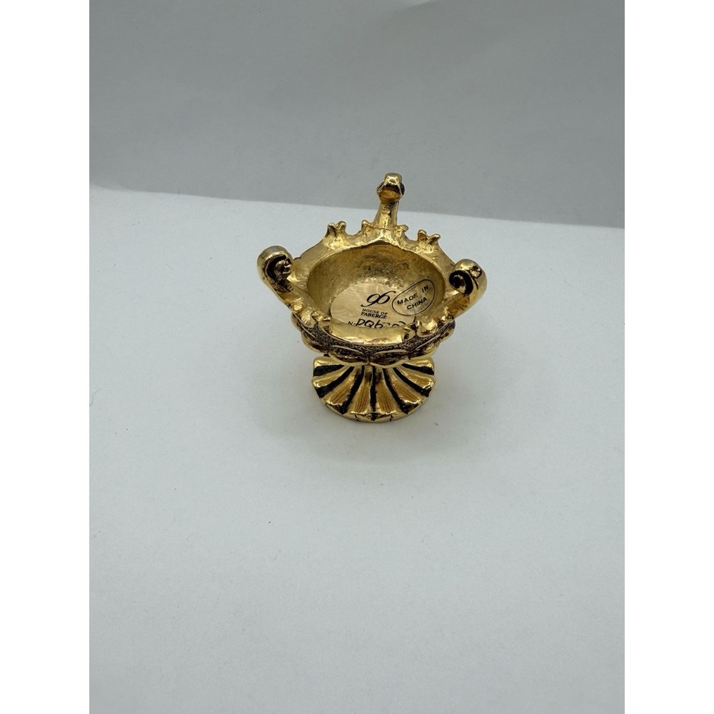 House of Faberge Egg Stand Metal Golden Tone With Authentic Label # Shown In Pic